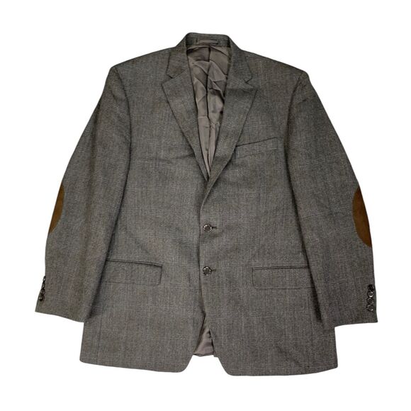 Lauren Ralph Lauren Blazer Mens 44R Dark Grey Wool Elbow Patch Single Breast LRL - Picture 1 of 16